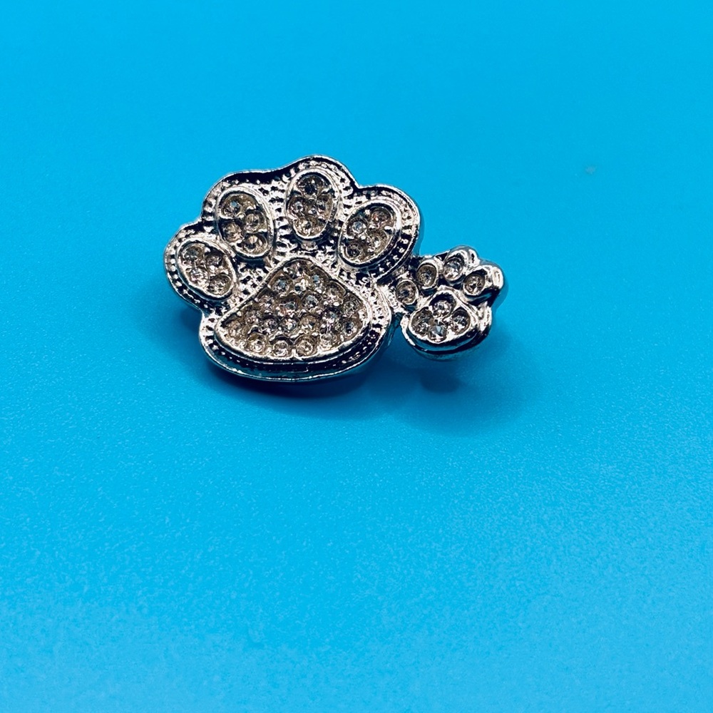 Silver Rhinestone Paw Print Brooch - Picture 3 of 5